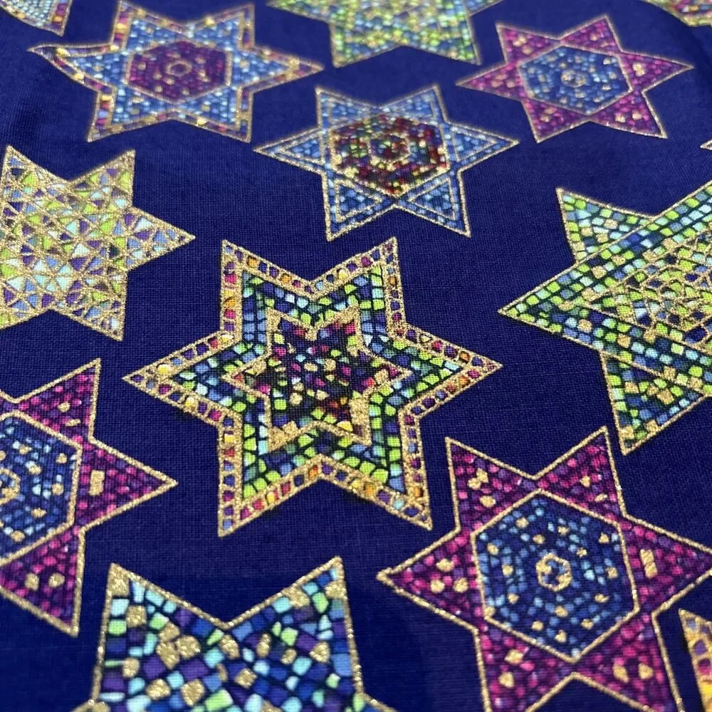 Stained Glass Star of David Jewish MosaicCotton Quilting Fabric JoAnn 80